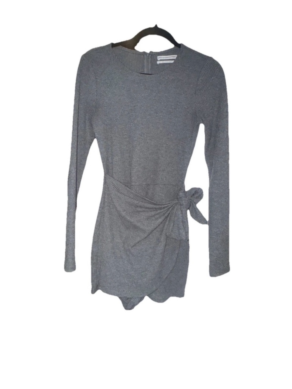Urban Outfitters Gray Long-Sleeve Knit Wrap Romper